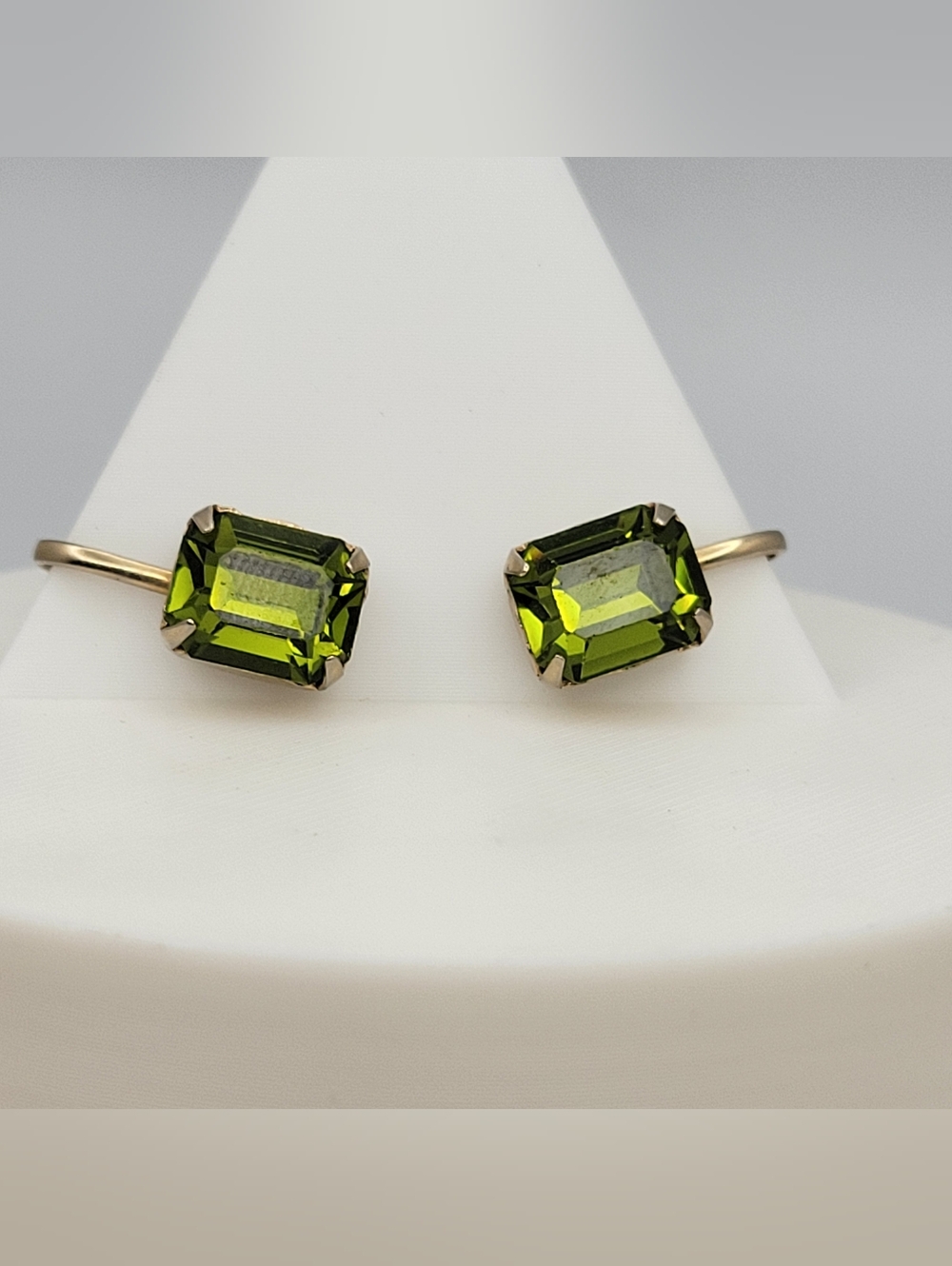 Albert Weiss Olive Green Emerald-Cut Crystal Stud Earrings - Women Jewelry